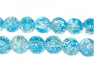 10mm Bluebell Crackle Spray Glass Bead, approx. 21 beads
