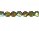 12mm Olive AB Finish Faceted Glass Bead, 14" string 12mm Olive AB Finish Faceted Glass Bead, 14" string