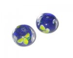 20 x 14mm Deep Blue Floral Rondelle Lampwork Bead, 2 beads 20 x 14mm Deep Blue Floral Rondelle Lampwork Bead, 2 beads