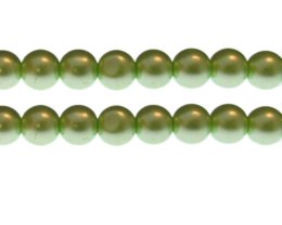 (image for) 12mm Soft Green Glass Pearl Bead, approx. 18 beads