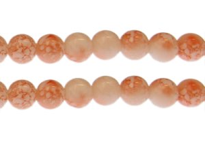 (image for) 12mm Soft Peach Marble-Style Glass Bead, approx. 17 beads