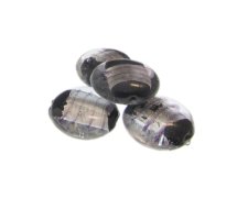 (image for) 24mm Black/Silver Foil Striped Lampwork Glass Bead, 5 beads