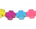 14mm Cross Dyed Turquoise Charm, approx. 14 charms 14mm Cross Dyed Turquoise Charm, approx. 14 charms