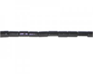 8x4mm Black Pressed Glass Tube Bead, 2 x 13" strings