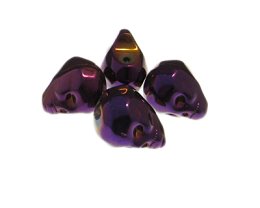 (image for) 24 x 20mm Purple Luster Skull Glass Bead, 4 beads