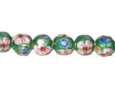 (image for) 8mm Emerald Round Cloisonne Bead, 6 beads