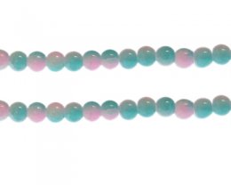 (image for) 8mm Pastel Blue/Pink Duo-Style Glass Bead, approx. 38 beads