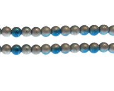 (image for) 8mm Turquoise/Silver Drizzled Glass Bead, approx. 35 beads
