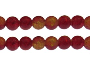 (image for) 12mm Red/Yellow Crackle Frosted Duo Bead, approx. 14 beads