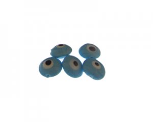 14mm Turquoise Lampwork Evil Eye Glass Bead, 5 beads