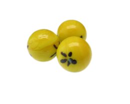 (image for) 24mm Yellow Floral Lampwork Glass Bead, 1 bead, NO Hole