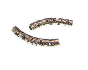 (image for) 36 x 6mm Curved Tube Silver Metal Bead, 2 beads