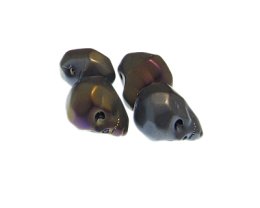 (image for) 24 x 20mm Gunmetal Matte Luster Skull Glass Bead, 4 beads