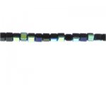 6mm Black AB Finish Faceted Cube Glass Bead, 13" string 6mm Black AB Finish Faceted Cube Glass Bead, 13" string