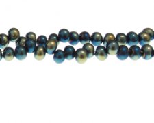 (image for) 8 x 6mm Blue/Silver Electroplated Drop Glass Bead, 20" string
