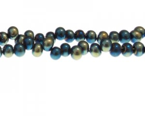 (image for) 8 x 6mm Blue/Silver Electroplated Drop Glass Bead, 20" string