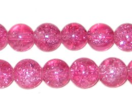 (image for) 10mm Fuchsia Crackle Glass Beads, approx. 21 beads