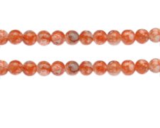 (image for) 8mm Orange Swirl Marble-Style Glass Bead, approx. 38 beads