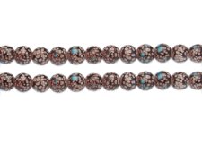 (image for) 8mm Brown/Turq. Spot Marble-Style Glass Bead, approx. 38 beads