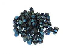 (image for) Approx. 1oz. x 6mm Blue Electroplated Bicone Glass Bead