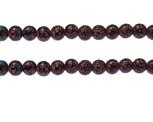 (image for) 8mm Plum Spot Marble-Style Glass Bead, approx. 36 beads
