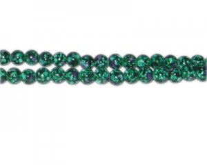 6mm Green Spot Marble-Style Glass Bead, approx. 45 beads