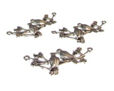 (image for) 46 x 20mm Birds on a Branch Silver Metal Link, 3 links