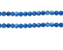 (image for) 6mm Blue Swirl Marble-Style Glass Bead, approx. 42 beads