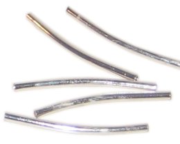 (image for) 25 x 2mm Silver Brass Curved Tube, approx. 42 tubes