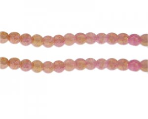 8mm Pink/Yellow Duo-Style Glass Bead, approx. 35 beads