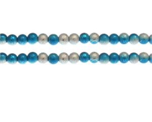 (image for) 6mm Silver/Turquoise Drizzled Glass Bead, approx. 43 beads
