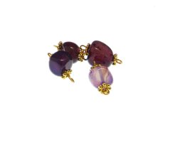 (image for) 16 x12mm Purple Gemstone Gold Metal Link, 4 links