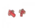16 x 12mm Red Foil Cross Handmade Lampwork Bead, 4 beads 16 x 12mm Red Foil Cross Handmade Lampwork Bead, 4 beads