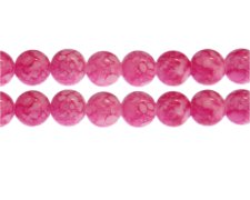 (image for) 12mm Fuchsia Marble-Style Glass Bead, approx. 18 beads