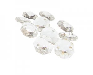 (image for) 14mm Crystal Faceted 2-hole Glass Bead, 10 beads