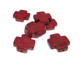 (image for) 20mm Red Cross Dyed Turquoise Bead, 7 beads