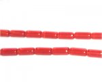 8x4mm Red Pressed Glass Tube Bead, 13" string 8x4mm Red Pressed Glass Tube Bead, 13" string