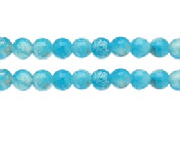 (image for) 10mm Turquoise Swirl Marble-Style Glass Bead, approx. 18 beads