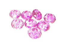 (image for) 14 x 8mm Hot Pink Faceted Glass Bead, 6 beads, very large hole. No Returns!