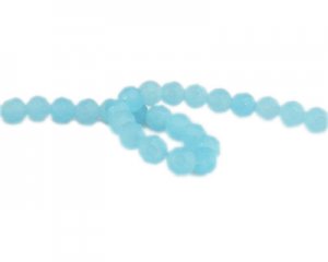 8mm Light Turquoise Semi-Opaque Faceted Glass Bead, 12" string