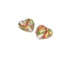 14mm Gold Foil Heart Lampwork Glass Bead, 4 beads 14mm Gold Foil Heart Lampwork Glass Bead, 4 beads
