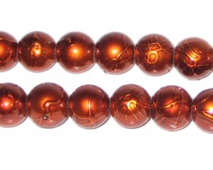 10mm Drizzled Bronze Glass Bead, approx. 17 beads