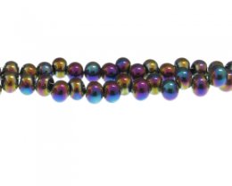 (image for) 8 x 6mm Purple Electroplated Drop Glass Bead, 20" string