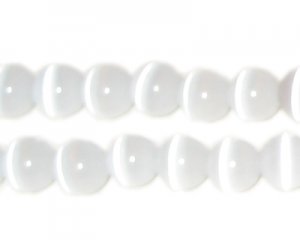 8mm White Round Cat's Eye Bead - 5" String, approx. 15 beads
