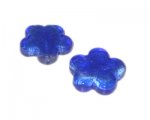 24mm Royal Blue Foil Flower Lampwork Glass Bead, 2 beads 24mm Royal Blue Foil Flower Lampwork Glass Bead, 2 beads