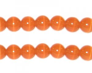 8mm Orange Round Cat's Eye Bead - 5" String, approx. 15 bead