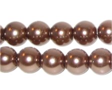 (image for) 12mm Round Hazelnut Glass Pearl Bead, approx. 18 beads