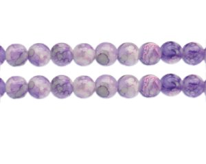 (image for) 10mm Violet Swirl Marble-Style Glass Bead, approx. 18 beads