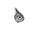 38 x 18mm Silver Feather Metal Pendant, 2 pendants/charms