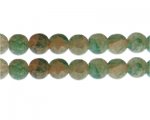 12mm Dusty Pink/Green Duo-Style Glass Bead, approx. 14 beads